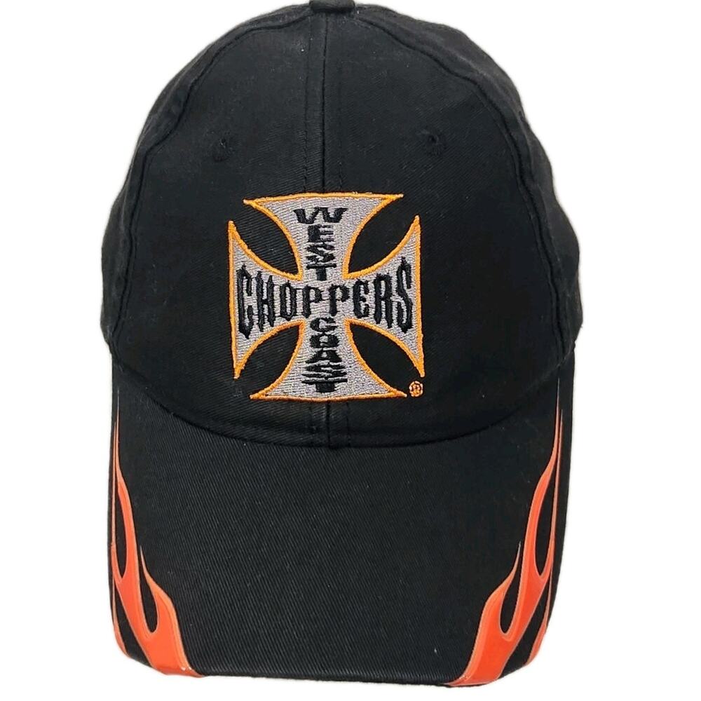 Vtg Y2K West Coast Choppers Hat Cap SnapBack Jesse James Biker Flames Mechanic